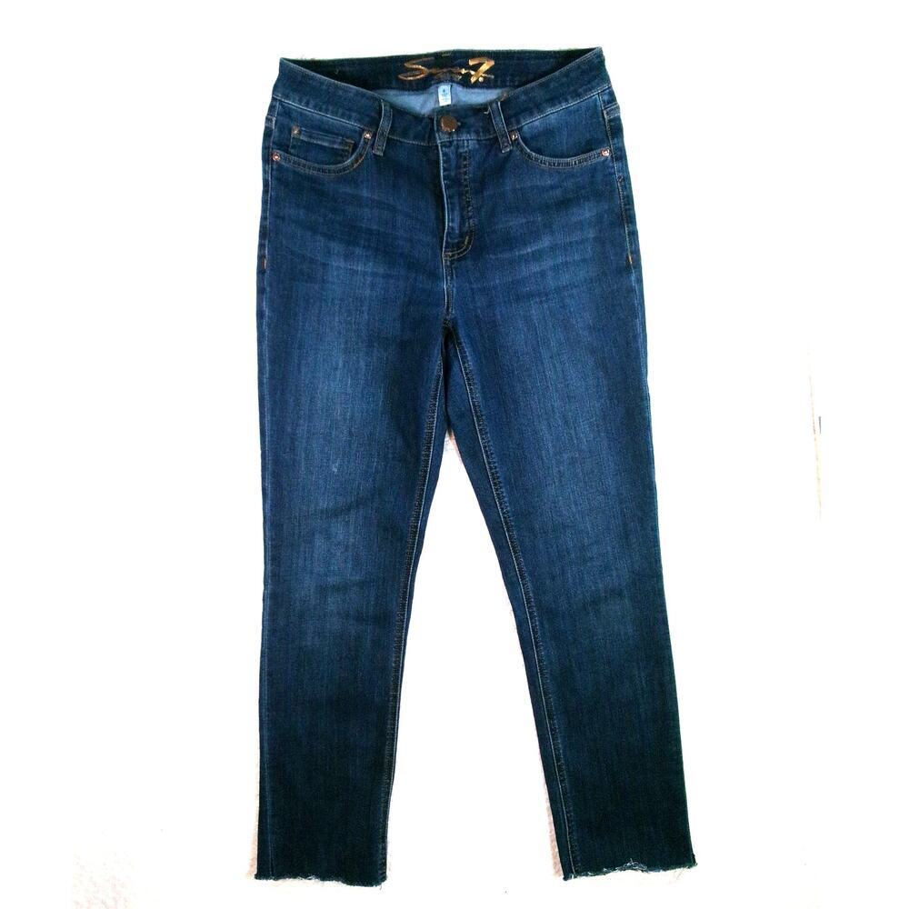 Seven7 High rise slim straight size 6 womens dark wash denim jeans